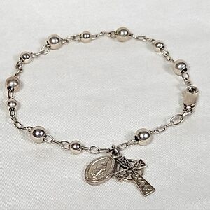 Celtic Cross Sterling Silver Rosary Bracelet Miraculous Medal 925 Solvar Ireland